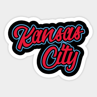 Vintage Kansas City Red And Baby Blue Script For KCMO Locals Sticker